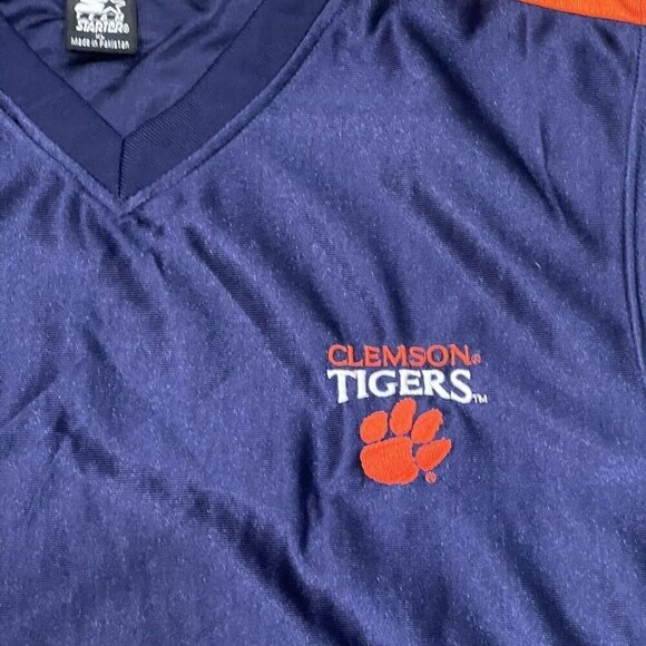 Vintage 90s Starter Team Clemson Tigers Basketball Jersey Tank Top Shirt Size XL - Picture 4 of 7